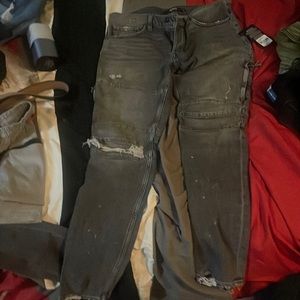 Hudson Los Angeles jeans Gray size 33 skinny distressed cargo jeans